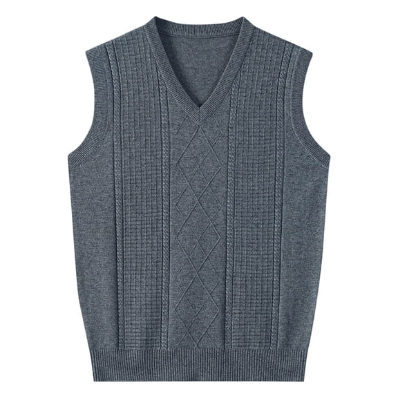 Miluxas Mens Sweater Vest Wool Blended Knitted Vest Sweaters V-Neck Sleeveless Pullover Vests Gray
