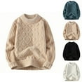 thumbnail image 1 of Miluxas Mens Sweaters Casual Cable Knit Pullover Sweater Crewneck Twist Sweaters White, 1 of 3