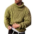 thumbnail image 1 of Miluxas Mens Sweaters Turtleneck Cable Knitted Pullover Long Sleeve Slim Fit Chunky Casual Fall Winter Warm Cardigans Green, 1 of 3