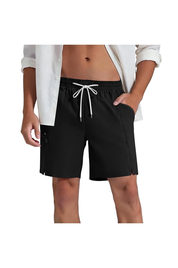 Mens Swim Trunks Quick Dry Beach Shorts for Swimming Men Bathing Suit Black S(S)