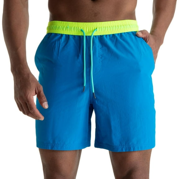 Miluxas Mens Swim Trunks Quick Dry Swim Shorts Swimwear Bathing Suits with Pocket Blue M(M)