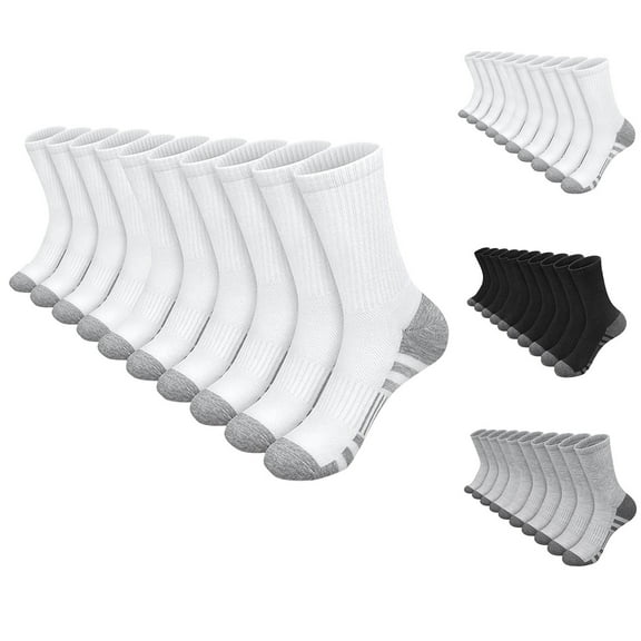 Miluxas Mens Thick Cushioned Athletic Crew Socks Breathable Moisture Wicking Work Running Socks for Men 5PC White