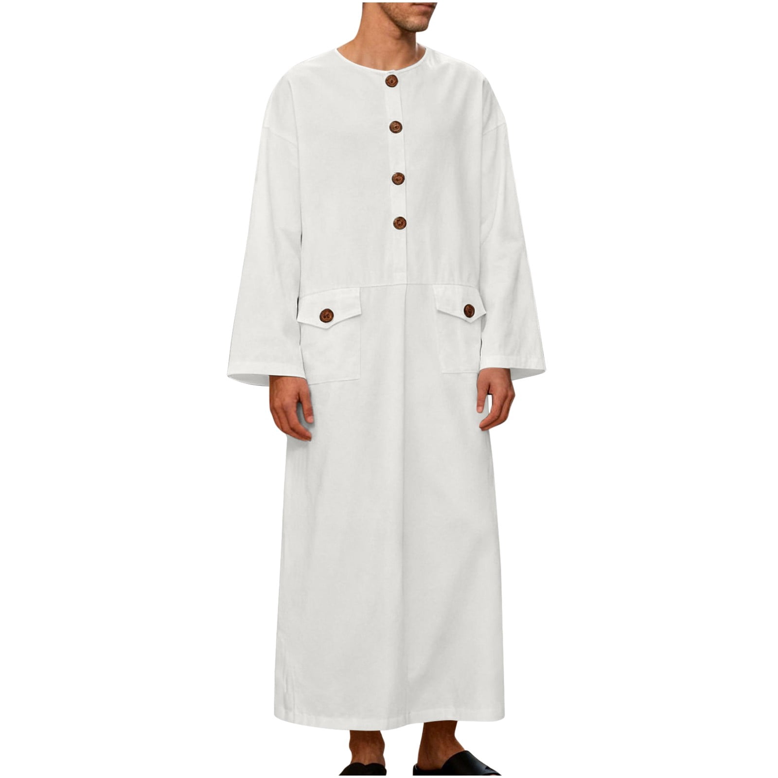 Thope Robe Miluxas Mens Thobe Cotton Robe for Men Button Down Thobe for Men Long ...