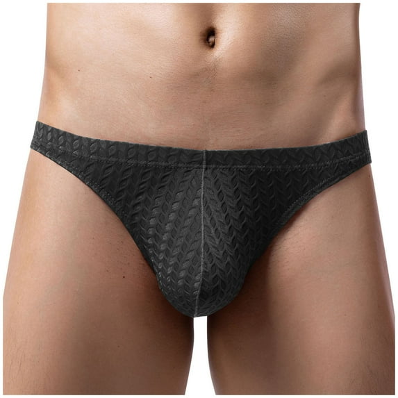 Miluxas Mens Thongs Panties Mesh G-String Underwear Black 8(L)