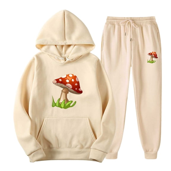 Miluxas Mens Track Suits 2 Piece Set Sweatsuits Sets Athletic Jogger Letter Print Fall Outfits Sweat Set Beige