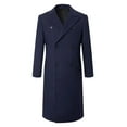 thumbnail image 1 of Miluxas Mens Trench Coat Notch Lapel Double Breasted Peacoat Wool Blend Casual Long Overcoat Navy, 1 of 7