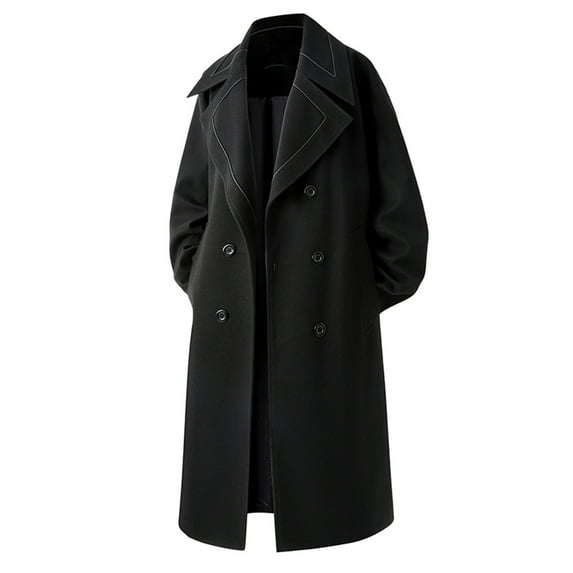 Miluxas Mens Trench Coat Slim Fit Double-Breasted Fall Winter Peacoat with Pocket Fashion Casual Big and Tall Jacket Clothing Black