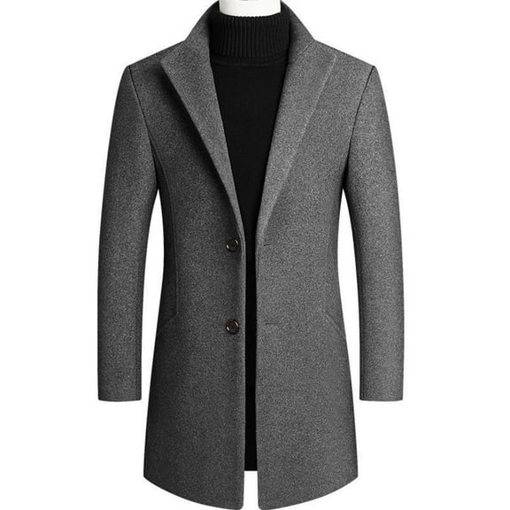 Miluxas Mens Trench Coat Slim Fit Notched Collar Fall Winter Single Breasted Pea Coat Warm Soft Overcoat Black,Wine,Gray