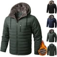 thumbnail image 1 of Miluxas Mens Winter Hooded Coats Casual Loose Solid Color Plus Size Sherpa Lined Warm Thick Fleece Jackets with Pockets Green, 1 of 9