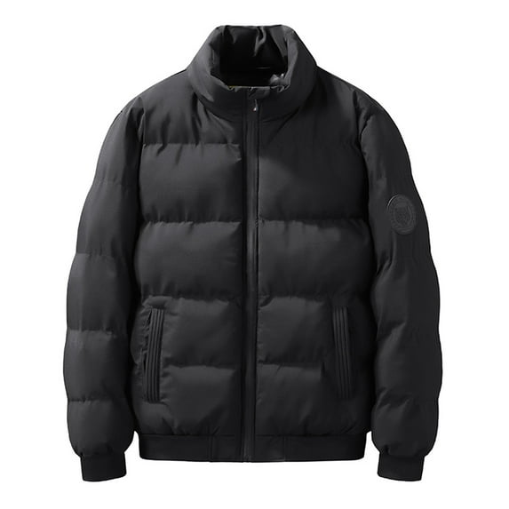 Miluxas Mens Winter Padded Jackets Full Zipper Windproof Jacket Coat Black