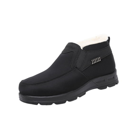 Miluxas Mens Winter Snow Boots Warm Fleece Lined Anti Slip Work Ankle Shoes Casual Lightweight Hiking Outdoor Trekking Boots Black 8.5(43)