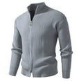 thumbnail image 1 of Miluxas Mens Zip Up Cardigan Sweater Slim Fit Casual Full Zip Sweaters Knit Stand Collar Cardigans Gray XXXL(XXXL), 1 of 5