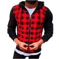 thumbnail image 1 of Miluxas Mens Zip Up Plaid Hoodies Casual Long Sleeve Knit Cardigan Sweater Jacket Fleece Lined Chunky Outwear with Pockets Red, 1 of 5