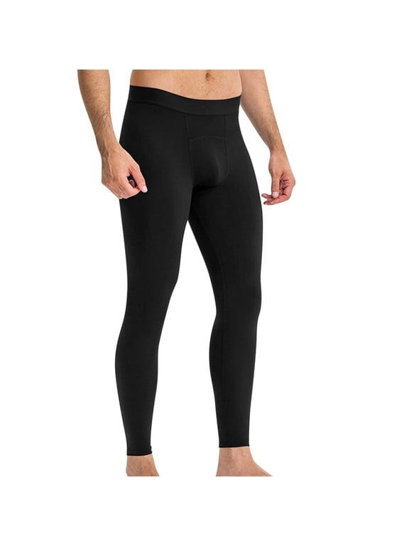 Mens thermal Underwear Pants Long Johns Bottoms,Midweight Cotton Warm Base Layer Bottom Black 4(S)