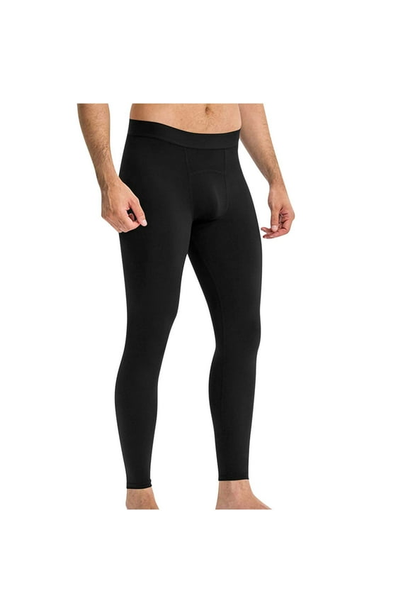 Mens thermal Underwear Pants Long Johns Bottoms,Midweight Cotton Warm Base Layer Bottom Black 4(S)