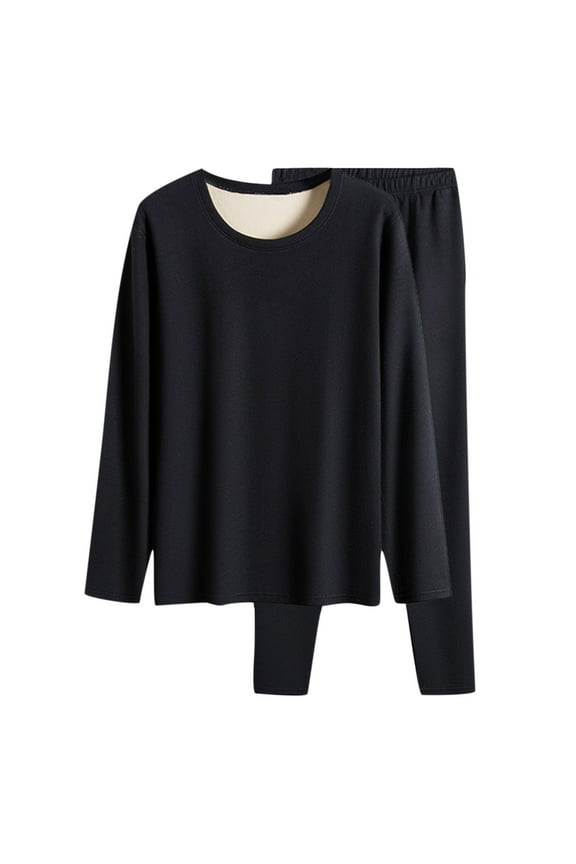 Mens thermal Underwear Set with Lightweight Ultra Soft Fleece Lined,Long John Set, Skiing Base Layer Black