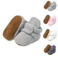 thumbnail image 1 of Miluxas Newborn Baby Cotton Booties Stay On Slipper Winter Warm Soft Shoes Non-Skid Infant Ankle Boots Crib Shoes White 12 Months, 1 of 4