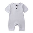 thumbnail image 1 of Miluxas Newborn Infant Unisex Baby Boy Girl Button Solid Romper Bodysuit One Piece Jumpsuit Outfits Clothes, 1 of 4
