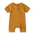 thumbnail image 1 of Miluxas Newborn Infant Unisex Baby Boy Girl Button Solid Romper Bodysuit One Piece Jumpsuit Outfits Clothes, 1 of 9