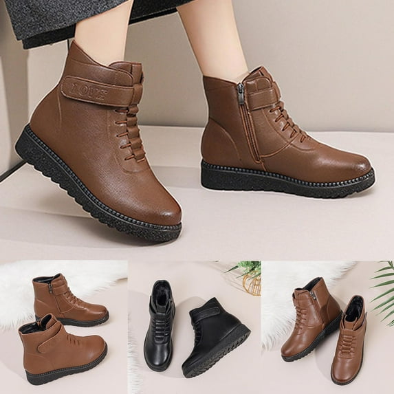 Miluxas Non Slip Shoes for Women ,Slip Resistant Work Shoes Waterproof Comfort Lightweight Boots with Lace Up