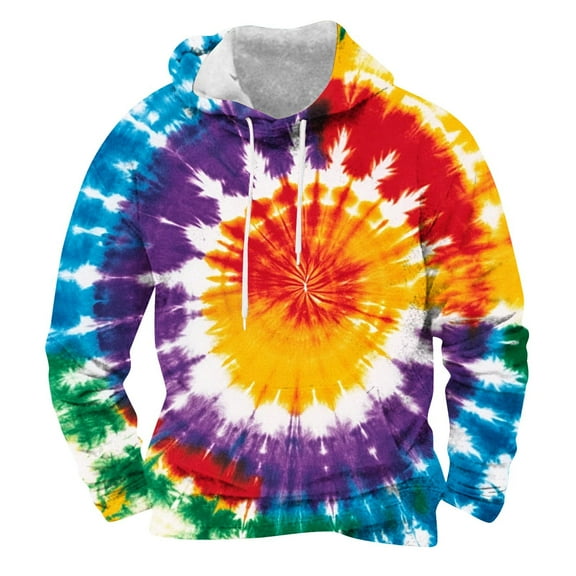 Miluxas Novelty Tie Dye Style Hoodies for Men Spiral Streak Print Sweatshirt Pullover Multicolor