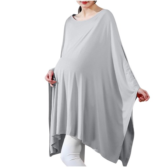 Miluxas Nursing Cover for Breastfeeding , 360°Full Coverage Nursing Poncho, Soft & Breathable Breastfeeding Cover up Gray Free Size(Free Size)