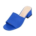 thumbnail image 1 of Miluxas Open Toe Low Heeled Slides Sandals Elastic Band Wide Thick Heel Sandals Dark Blue 7.5(40), 1 of 9