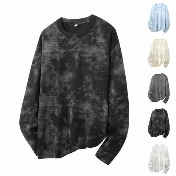 Miluxas Oversized Acid Washed Sweatshirts for Men Heavyweight Vintage Pullover Blouse Y2K Streetwear Shirts Unisex White