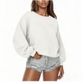 thumbnail image 1 of Miluxas Oversized Sweatshirt for Women Crewneck Long Sleeve Solid Color Pullover Tops Fashion Clothes White M(M), 1 of 6