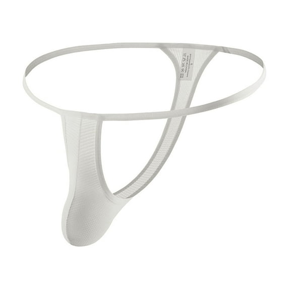 Miluxas Pants for Men New Ice Silk Sexy Mens Briefs Thongs G-String Underwear White 6(M)