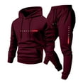 thumbnail image 1 of Miluxas Paris Men's Printed Hoodie with Pocket, Long Sleeve, Elastic Waist, Pocket, Long Pants, Two Piece Sport Set Wine, 1 of 4