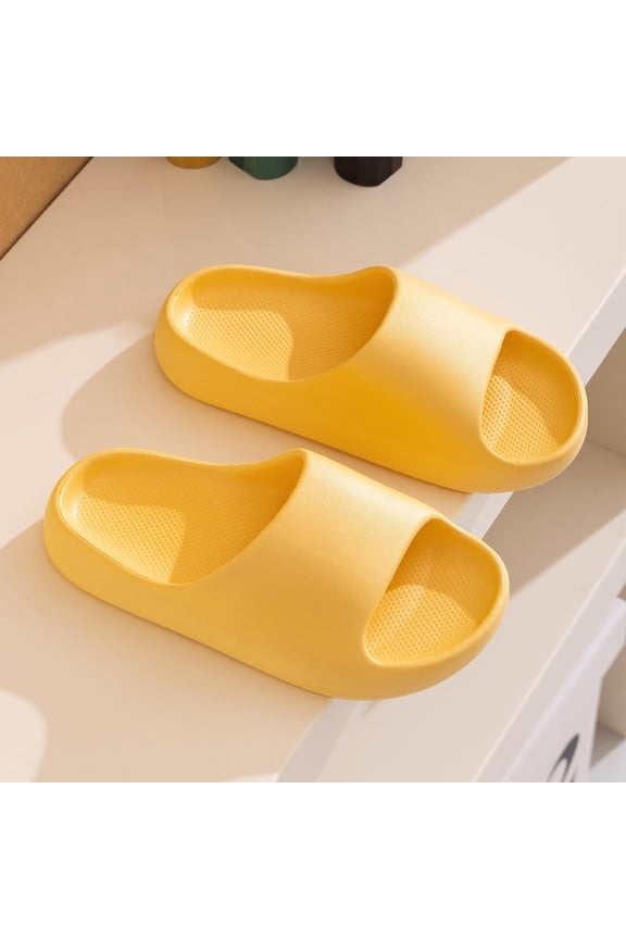 Pillow Slippers for Girl, House Cloud Slides Shower Sandals, Cushioned Thick Soft Sole Quick Dry Home Shoes Yellow 12-12.5(30)