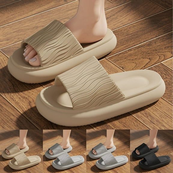 Miluxas Pillow Slippers for Women Men Cloud Slippers Shower Slippers Sandals House Slides Soft Non-Slip Indoor & Outdoor Red 10-10.5(44)