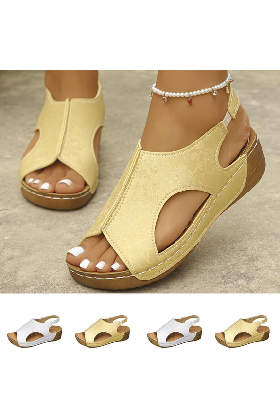 Platform Sandals Women Orthopedic Sandals Arch Support Summer Lightweight Sandals Wedge Slippers Silver 9.5(43)