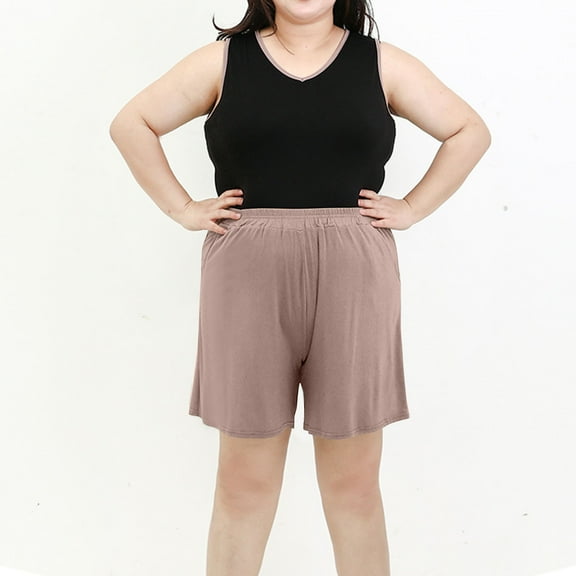 Miluxas Plus Size Pajama Shorts Women's Soft Sleep Pajama Shorts Khaki 10(XL)