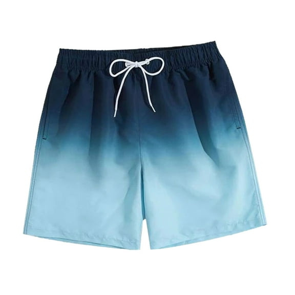 Miluxas Plus Size Pants Gradient Swimming Trunks Men's Adult Boxer Shorts Swimming Beach Pants Dark Blue S(S)