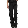 thumbnail image 1 of Miluxas Plus Size Pants for Women,Women Ladies Solid Pants Hippie Punk Trousers Streetwear Jogger Pocket Loose Overalls Long Pants On Black 12(XXL), 1 of 8