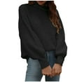 thumbnail image 1 of Miluxas Plus Size Sweater Tops On Seasonal Clearance Women's Solid Long Sleeve Pullove Turtleneck-Neck Sweater Tops Black 12(XXL), 1 of 6