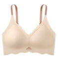 thumbnail image 1 of Miluxas Plus Women Bra Clearance Women's Push-up Non-slip Lace Flower Surface Beautiful Back Seamless Push-up One-piece Bra without Steel Ring Beige L(L), 1 of 2