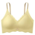 thumbnail image 1 of Miluxas Plus Women Bra Clearance Women's Push-up Non-slip Lace Flower Surface Beautiful Back Seamless Push-up One-piece Bra without Steel Ring Yellow XL(XL), 1 of 2