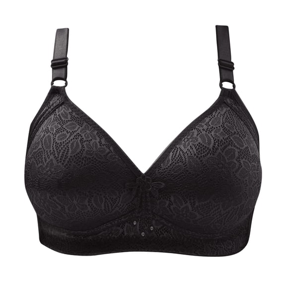 Miluxas Plus Women Bra Women's Comfortable Lace Breathable Bra Underwear No Rims Black 10(XL)
