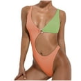 thumbnail image 1 of Miluxas Plus size Swimsuits clearance Women One-Piece Swimwear Contrast Solid Color Swimsuit Bikini Swimming Beachwear Orange 6(M), 1 of 6