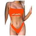 thumbnail image 1 of Plus size Swimsuits Women's Bikini Solid Set Swimsuit One Piece Filled Bra Swimwear Beachwear Orange S(S), 1 of 7