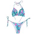 thumbnail image 1 of Plus size Swimsuits Women's open back strap split swimsuit printed bikini G 4(S), 1 of 5