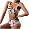 thumbnail image 1 of Miluxas Plus size Swimsuits Women's tube top split printing open back bikini swimsuit Pink 4(S), 1 of 9