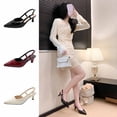 thumbnail image 1 of Miluxas Pointed Toe Slingback Kitten Heels for Women, Leather Stiletto Heel Pumps Elegant Bridal Heel Dating Party Work office Backless Pumps Shoes White 9(42), 1 of 9