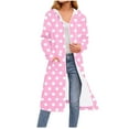 thumbnail image 1 of Miluxas Polka Dots Printed Long Sleeve Hoodie for Woman Zip up Hoodies Knee Length Sweatshirt Jackets Casual Loose Hoode Coat Pink XL(XL), 1 of 5