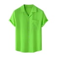 thumbnail image 1 of Miluxas Polo Shirts for Men Clearance Men's Casual Solid Young Blood Turn-down Collar with Pocket Button Short Sleeve Blouse Tops Shirt Green 10(2XL), 1 of 9