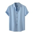 thumbnail image 1 of Miluxas Polo Shirts for Men Men Casual Solid Turndown Short Sleeve Button Closure Shirt Hawaii Blouse Light Blue 10(2XL), 1 of 9