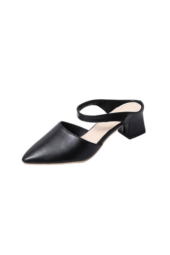 Pumps for Women Pointed Toe Chunky Heels Comfortable Block Heel Plus Size Work Dress Pump Shoes Black 6(37)